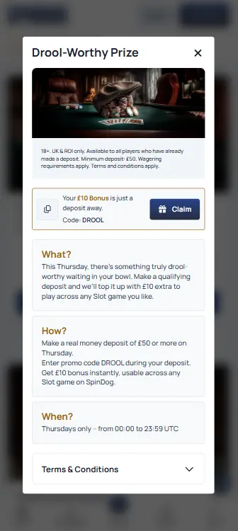 Promotion on SpinDog Casino App